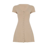 Fongt Cloth Forget French Light Style V-Neck Knitted Dress T-Shirt Babes Single Buckle Thin Temperament Slim Skirt