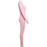 Long Sleeve Ribbed Buttoned Solid Jumpsuit-Outfit