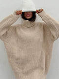 Women Ribbed Sweater Loose Turtleneck Casual Fashion Female Pullover 2022 Autumn Winter Long Sleeve Lady
