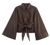Fongt Women's Clothing Explosion Fashion Casual Collar Gold Buckle Dress Silk Shirt