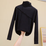 Thick Turtleneck Women T Shirt Winter Long Sleeve Cotton Soft Slim Female Tees Causal Warm Fashion Korean Ladies Basic