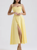 Fongt Elegant Wind 2025 Spring New Three-Dimensional Fish Bone Tie + Yellow Thoracic Dress Suit