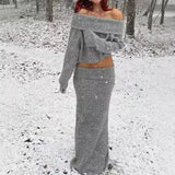 Fongt The Autumn Of 2025, The New Fashion Knitted Shoulder Collar Skirt Two-Piece Jacket