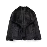 Fongt Women's Thick Lamb Fur Black Coat Women's Winter 2025 New Fur