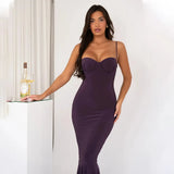 Solid Long Flared Two-piece Crop Sleeve Midi Dress-Outfit