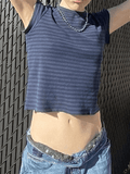 Vintage Striped Baby Crop Top-Outfit