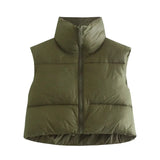Fongt Color Double Pocket Collar Cotton Vest 2025 Autumn And Winter New Color Repair Cotton Vest Top