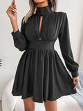 Wind Shooting Spring And Summer Sexy Hollow Waist Swing Dress Women's