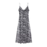 Fongt Women's Clothing 2025 Spring New Street Fashion Mesh Animal Print Sling Dress