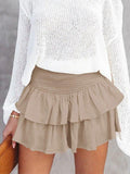 Smock Tiered Ruffle Mini Skirt-Outfit