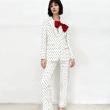 Fongt Star New Bow Decoration Wave Dot Suit Jacket Trouser Suit Two Sets