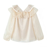 New Ladies' Lapel White Shirt With Long Sleeves And Foreign Style Blouse-Outfit