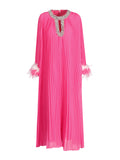 Famous Dress 2025 Spring New Temperament Fashion Design With Diamond Feathers Spliced Solid Color