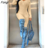 Women Sexy Bodycon 1Piece Jumpsuit Long Sleeve Square Neck Romper Ribbed Knit Yoga Workout Unitard Playsuit Backless
