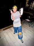 Baggy Jeans Y2K Original Hip-Hop Vintage Pattern Jeans Street Men Rest-Outfit