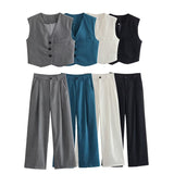 New Four-Color Vest Four-Color Casual Trousers Set-Outfit