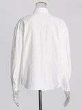 Spring 2025 New Fashion Casual Collar Hollow Flowers Splicing Hollow High-End Sense Single Row Buckle Long-Sleeved Shirt