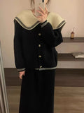 Fongt Collar Autumn 2024 New Loose Casual Age Reduction Doll Collar Cardigan Korean Version Show Thin Sweater Women-Outfit