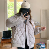 The 2024 Korean Version Of Loose Student Hooded Down Cotton Jacket-Outfit