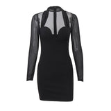 Fongt Winter Women's Fashion Sexy Light Mature Wind Senior Temperament Mesh Long Sleeve Wrapped Chest Wrapped Hip