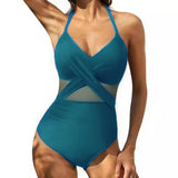 2025 New Swimsuit Cross-Style Sexy Bare Back Mesh Splicing Body Bikini
