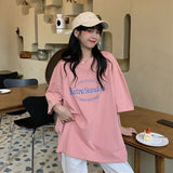 Fongt 2024 New Korean Version Retro Medium Long BF Wind Loose Large Size Net Red Ins Short Sleeve T Shirt Top