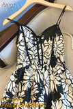 Women Summer Sexy Backless V-Neck Floral Print Suspender Dresses Vestido 2023 Spring French Vintage Party Dresses Female