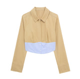 Stitching Slimming Short Shirt 2814641 Line Decoration Straight Tube Flute Skirt 2813641 Set-Outfit