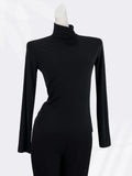 Fongt Cotton Super Soft Pendant Pile Collar Bottom Shirt Female Spring With A Slim Solid Color High Collar Long Sleeve T-Shirt-Outfit