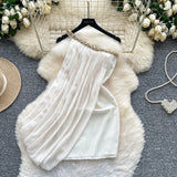 Fongt Simple Wind Bumpy Striped Knitted Sister Set With Long-Sleeved Sweater + High Waist Long Body Skirt Winter