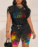 Women's Wear 2023 Summer New Fashion Leisure Pin Printing Set-Outfit