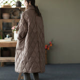 2022 Winter Women's Down Jacket With A Scarf Quilted Padded Coats Female Long Puffer Jacket Warm Parka Ladies