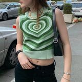 Sweaters 2020 Autumn Retro Knit Tops Skulls Pullovers V Neck Blue Knitwear Loose Casual Tank crop Top Women