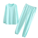 2020 Autumn Women's sets cotton suit oversized 2 pieces o neck female casual hoodies sweatshirt pants suits