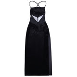 Fongt Summer New Dress Woman Sexy Lace Velvet Splicing Open Back