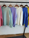 Colors Pink Women Sweater Womens Winter Sweaters Pullover Female Knitting Overszie Long Sleeve Loose Knitted Outerwear White-Outfit