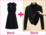 Trench Vests Coats 2 Piece Sets Women Casual Double Breasted Gabardina Sleeveless Jackets Turtleneck Winter Thicken