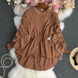 Net Color Tightened Long-Sleeved Shirt-Outfit