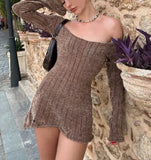 Vintage Chenille Long Sleeve Mini Dress-Outfit