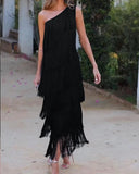Fongt Eso-Shouldered Asymmetric Dress 2025 Spring And Summer New