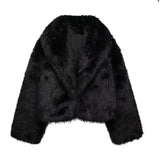 Fongt Quality Artificial Fur Effect Lapel Jacket Loose Show Thin Casual Jacket-Outfit