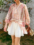 Fongt And Summer New Holiday Wind Sun Protection Shirt Women Loose Bohemian Print French Holiday Tops European Women's