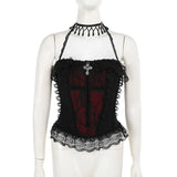 Fongt Summer New Women's Casual Pants Dark Sexy Body-In-Print Lace High-Waisted Flared