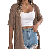 Real Shooting Spring And Summer Hollow Short-Sleeved Knitted Cardigan Holiday Sunscreen Shirt Women's