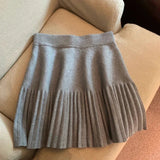 Knitted Pleated Mink Skirt-Outfit