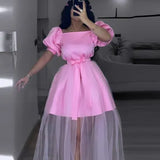 Fongt New Nail-Peared Leaf-Side Dress Party Temperament Packed Bing Dress