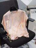 Chinese Style High-End Short-Sleeved Bat Sleeve Shirt Women's 2024 Summer New Disc Button Round Neck T-Shirt-Outfit