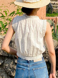 Fongt New White Embroidered Small Top Women's French Design Small Design Small Shirt Women's Sleeveless Waistcoat