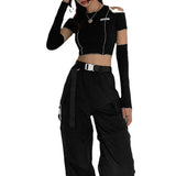 Fongt Women's 2023 New Fashion Logo Slim Round Neck Off-The-Shoulder Short T-Shirt Women-Outfit