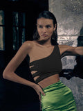 Fongt Straps Show Back One Shoulder Slim Nightclub Queen Small Vest-Outfit